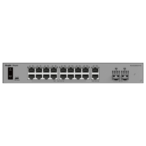 Ruijie Networks RG-ES220GS-P-V2 switch Gestionado L2 Gigabit Ethernet (10/100/1000) Energía sobre Ethernet (PoE) Gris