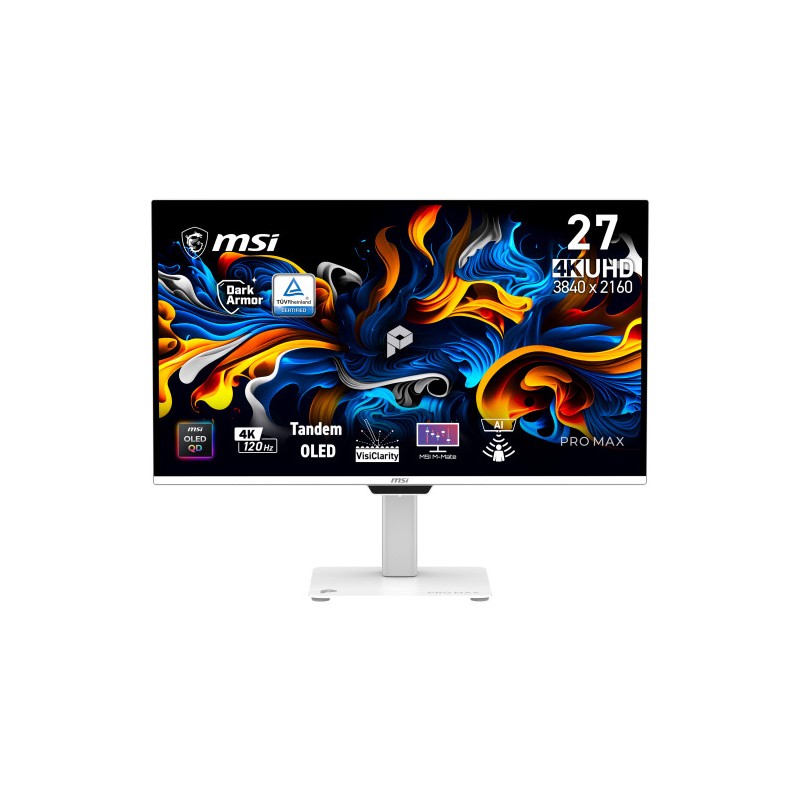 MSI Pro MAX 271UPXW12G pantalla para PC 67,3 cm (26.5″) 3840 x 2160 Pixeles UltraWide Full HD QD-OLED Blanco