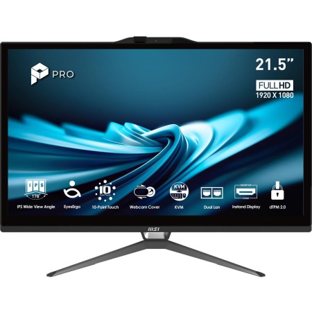 Ordenador all in one msi pro ap222t - 613eu i3 - 14100 - 8gb - ssd 512gb - 21.5 pulgadas fhd - w11h - tactil negro