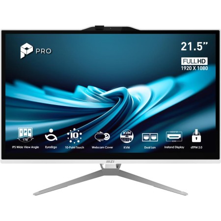 Ordenador all in one msi pro ap222t - 614eu i3 - 14100 - 8gb - ssd 512gb - 21.5 pulgadas fhd - w11h - tactil blanco