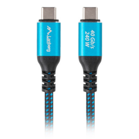 Lanberg CA-CMCM-44CU-0005-BK cable USB USB4 Gen 2x2 0,5 m USB C 40 Gbit/s 240 W Negro, Azul