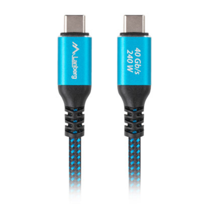 Lanberg CA-CMCM-44CU-0005-BK cable USB USB4 Gen 2x2 0,5 m USB C 40 Gbit/s 240 W Negro, Azul