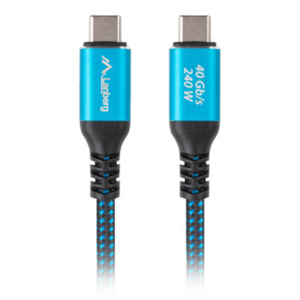 Lanberg CA-CMCM-44CU-0005-BK cable USB USB4 Gen 2x2 0,5 m USB C 40 Gbit/s 240 W Negro, Azul