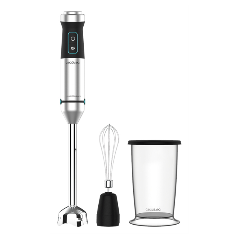 Cecotec Power TitanBlack 1500 XL Cream 0,8 L Batidora de inmersión 1500 W Negro, Plata