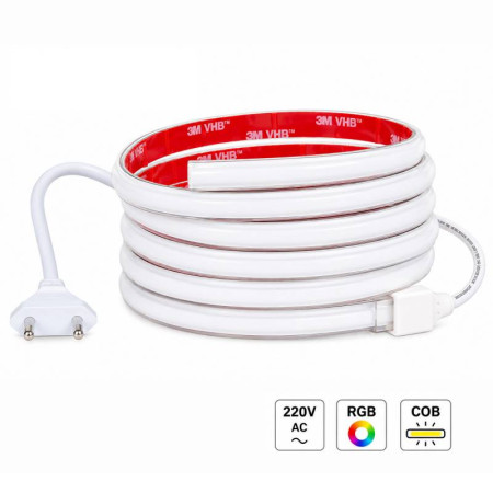 Tira LED RGB COB 220V, 15W/m, 420 LED/m, IP65, 25 metros