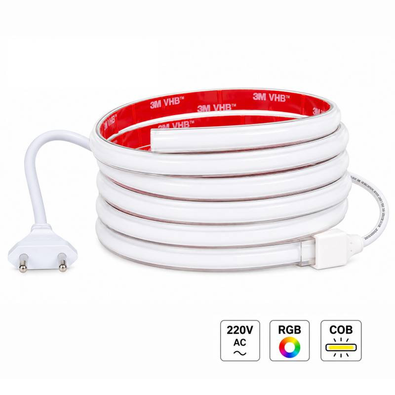 Tira LED RGB COB 220V, 15W/m, 420 LED/m, IP65, 25 metros